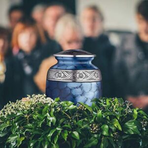 Fedmax Urns for Ashes Adult Male or Female - Funeral and Memorial Cremation Urns for Human Ashes up to 200 lbs with Velvet Bag, Blue