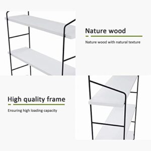 White Floating Shelves Wall Mounted 3-Tier，Storage and Display Rack for Bathroom,Kitchen, Bedroom,Living Room,etc,Sturdy Wood and Metal Hanging Shelf Wall Decor