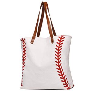 large baseball tote bag sports printing utility top handle shoulder bag canvas sport travel beach for women gifts