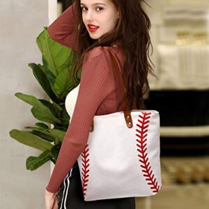 Large Baseball Tote Bag Sports Printing Utility Top Handle Shoulder Bag Canvas Sport Travel Beach for Women Gifts