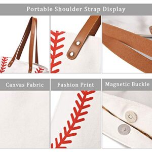 Large Baseball Tote Bag Sports Printing Utility Top Handle Shoulder Bag Canvas Sport Travel Beach for Women Gifts