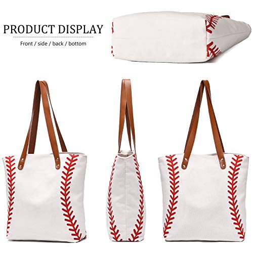 Large Baseball Tote Bag Sports Printing Utility Top Handle Shoulder Bag Canvas Sport Travel Beach for Women Gifts