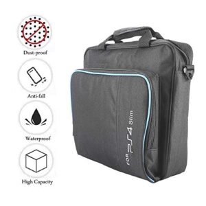 fosa console carrying case bag for ps4 slim, waterproof shockproof game system protective travel case handbag for ps4 slim system and accessories
