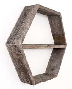 barnwoodusa | rustic wood hexagon shelf – 100% up-cycled reclaimed wood