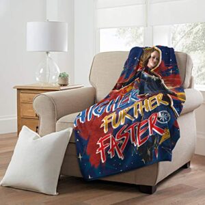 Marvel's Captain Marvel, "Higher, Further, Faster" Micro Raschel Throw Blanket, 46" x 60", Multi Color