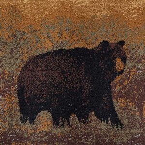 Sierra Bear Novelty Lodge Pattern Red Runner Rug, 2.7' x 7'