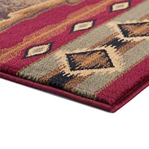 Sierra Bear Novelty Lodge Pattern Red Runner Rug, 2.7' x 7'