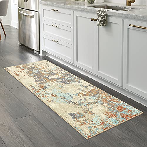 Maples Rugs Southwestern Stone Distressed Abstract Non Slip Runner Rug For Hallway Entry Way Floor Carpet [Made in USA], 2 x 6, Multi