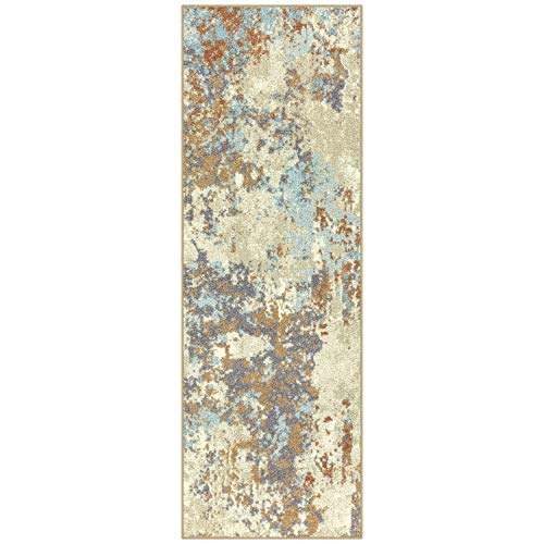Maples Rugs Southwestern Stone Distressed Abstract Non Slip Runner Rug For Hallway Entry Way Floor Carpet [Made in USA], 2 x 6, Multi