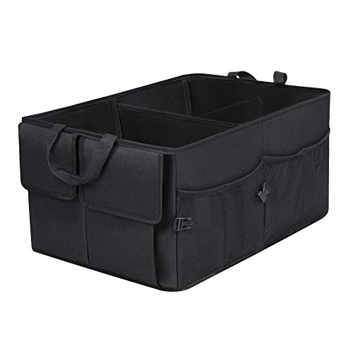 JiatuA Car Trunk Organizer, Trunk Organizer for SUV, 8 Pocket Backseat Trunk Organizer, Waterproof, Dust-proof, Durable Foldable Cargo Net Storage for More Trunk Space with Adjustable Straps, Black