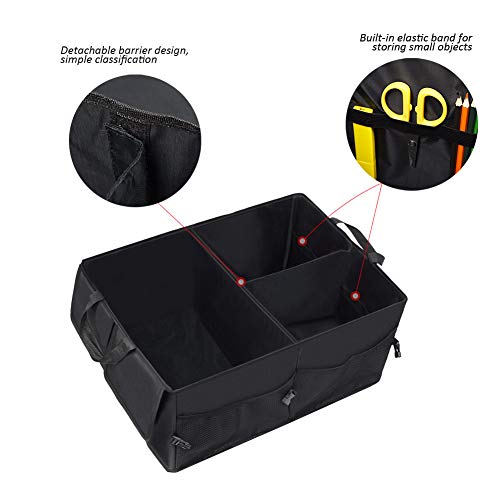 JiatuA Car Trunk Organizer, Trunk Organizer for SUV, 8 Pocket Backseat Trunk Organizer, Waterproof, Dust-proof, Durable Foldable Cargo Net Storage for More Trunk Space with Adjustable Straps, Black