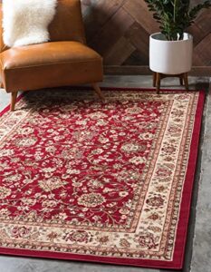 unique loom sialk hill collection traditional persian inspired floral area rug, 6 ft x 9 ft, burgundy/ivory