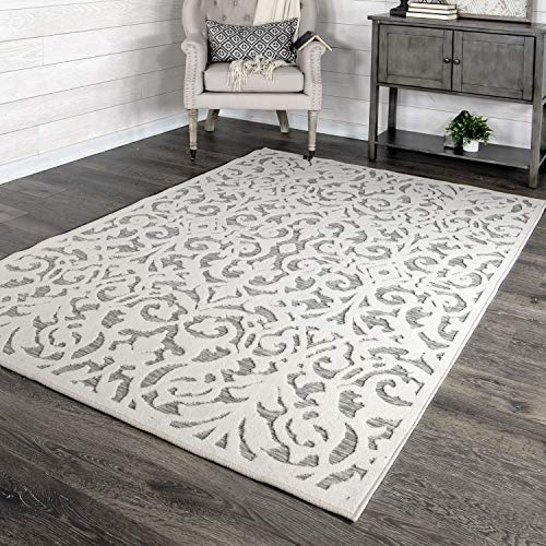 My Texas House by Orian Indoor/Outdoor Lady Bird Area Rug, 5'2" x 7'6", Natural/Grey