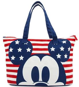 americana canvas tote mickey mouse patriotic foldable bag tote purse new