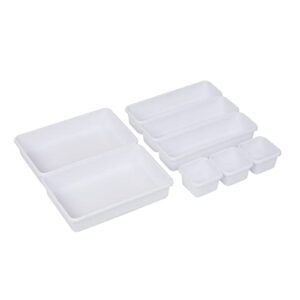 Mind Reader 8 Piece Interlocking Multi Purpose Storage bin Organizers, White