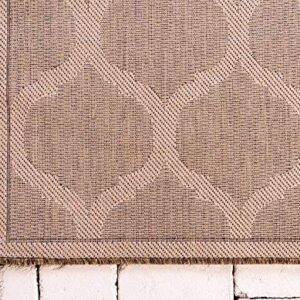 Unique Loom Trellis Collection Area Rug-Lattice Border Design, Moroccan Inspired for Indoor/Outdoor Décor, 2 ft 2 in x 3 ft, Brown/Beige