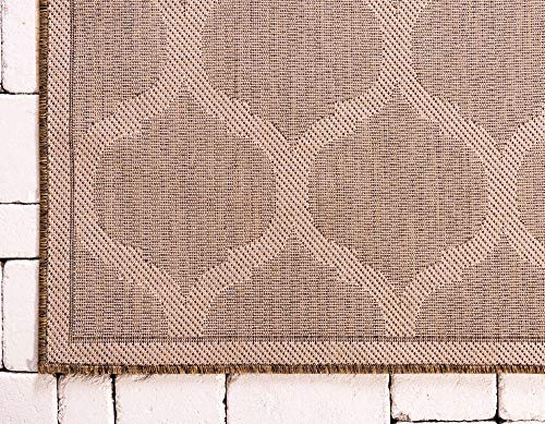 Unique Loom Trellis Collection Area Rug-Lattice Border Design, Moroccan Inspired for Indoor/Outdoor Décor, 2 ft 2 in x 3 ft, Brown/Beige