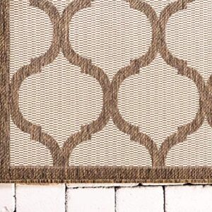 Unique Loom Trellis Collection Area Rug-Lattice Border Design, Moroccan Inspired for Indoor/Outdoor Décor, 2 ft 2 in x 3 ft, Brown/Beige