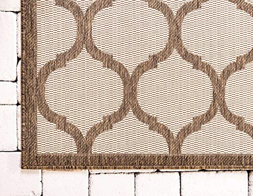 Unique Loom Trellis Collection Area Rug-Lattice Border Design, Moroccan Inspired for Indoor/Outdoor Décor, 2 ft 2 in x 3 ft, Brown/Beige