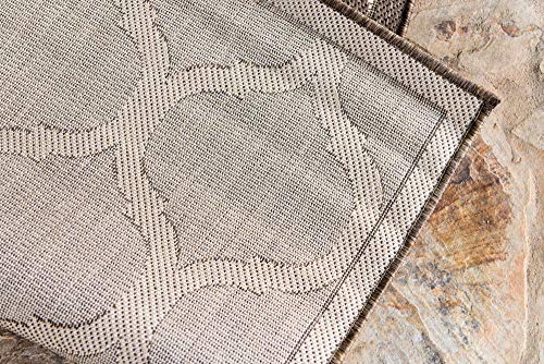 Unique Loom Trellis Collection Area Rug-Lattice Border Design, Moroccan Inspired for Indoor/Outdoor Décor, 2 ft 2 in x 3 ft, Brown/Beige