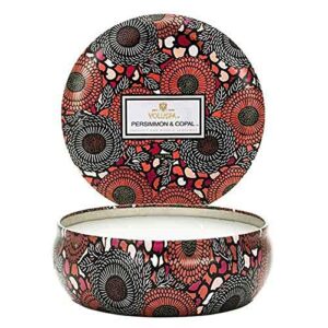 voluspa 3 wick persimmon and copal candle, 12 ounce