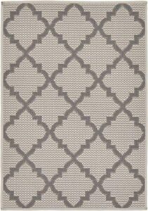 unique loom outdoor trellis collection geometric moroccan lattice transitional indoor and outdoor flatweave gray/silver area rug (2′ 2 x 3′ 0)