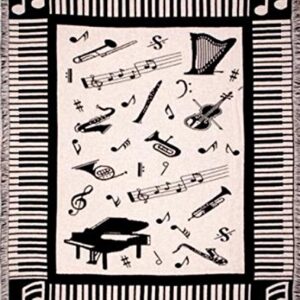 Simply Home Music Notes Piano & Instruments Afghan Throw Blanket 50" x 60"