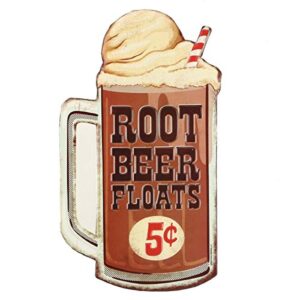 open road brands 40171 embossed tin sign, root beer float die cut
