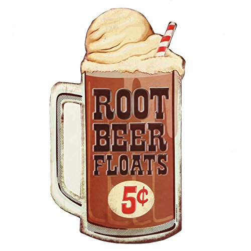 Open Road Brands 40171 Embossed Tin Sign, Root Beer Float Die Cut