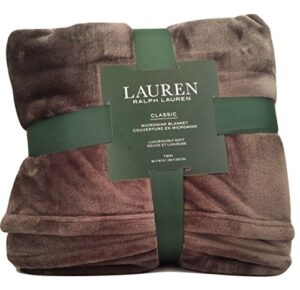 lauren by ralph lauren classic micromink (microfiber) super soft bed blanket/throw – charcoal gray (twin)