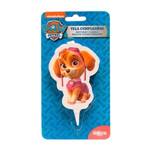 Dekora - 2D Skye Paw Patrol Candle, Pink, 8 x 8 x 12 cm, 346171