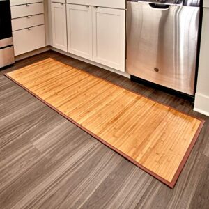 idesign bamboo non-skid water-resistant floor mat, the formbu collection – 24″ x 72”, natural tan