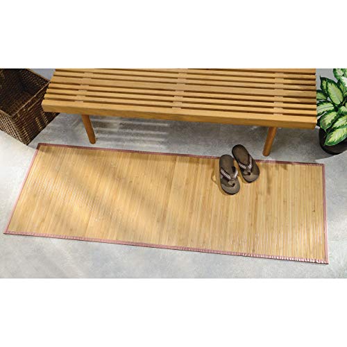 iDesign Bamboo Non-Skid Water-Resistant Floor Mat, The Formbu Collection – 24" x 72”, Natural Tan