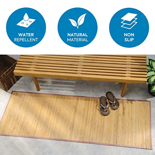 iDesign Bamboo Non-Skid Water-Resistant Floor Mat, The Formbu Collection – 24" x 72”, Natural Tan