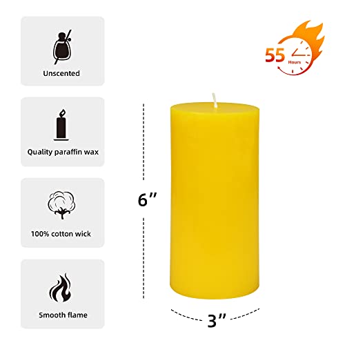 Zest Candle Pillar Candle, 3 by 6-Inch, Yellow