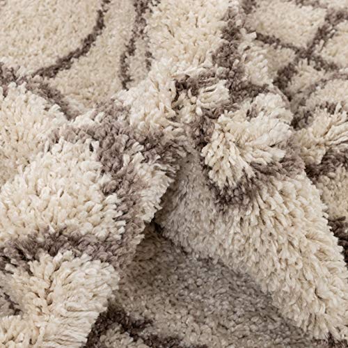 Well Woven Layla Shag Ivory Moroccan Trellis Area Rug 4' Round (3'11")