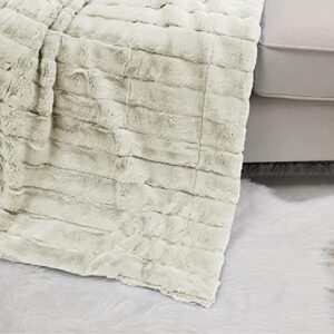 Home Soft Things Super Mink Faux Fur Throw, 60" x 80'', Oatmeal, Luxurious Fluffy Cozy Elegant Throw with Sherpa Backing Fuzzy Throw for Couch Living Room Bedroom Home Décor