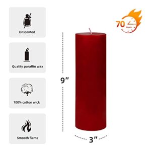 Zest Candle 3" by 9" Red Pillar Candle, 3" Diameter x 9" H