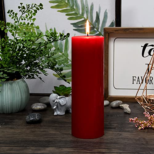 Zest Candle 3" by 9" Red Pillar Candle, 3" Diameter x 9" H