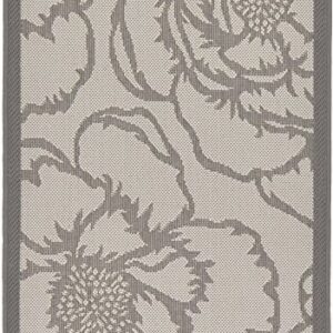 Unique Loom Botanical Collection Floral, Bohemian, Border, Coastal, Indoor and Outdoor Area Rug, 2 ft 2 in x 3 ft, Gray/Light Gray