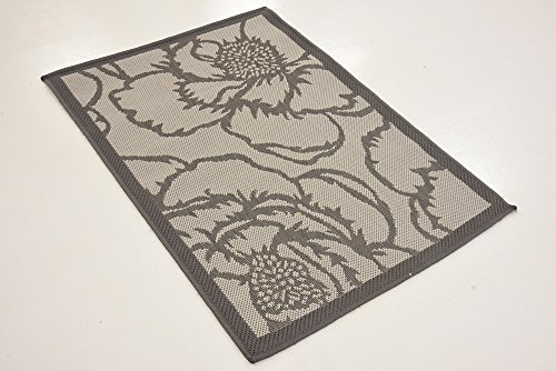 Unique Loom Botanical Collection Floral, Bohemian, Border, Coastal, Indoor and Outdoor Area Rug, 2 ft 2 in x 3 ft, Gray/Light Gray