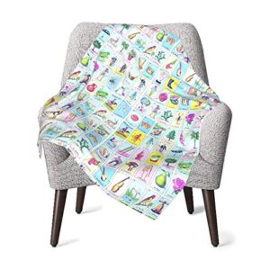 loteria blanket super soft light weight cozy warm fluffy plush throw blanket for bed couch living room 40×50 inch