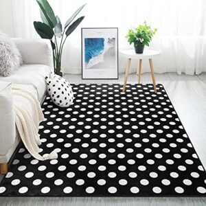 alaza white black polka dot area rug rugs for living room bedroom 7′ x 5′
