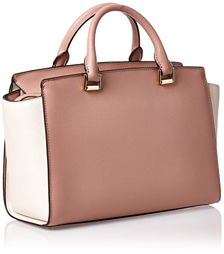 Michael Kors Sylvia Tri-Color Satchel Bag, Soft Pink/Light Cream/Fawn