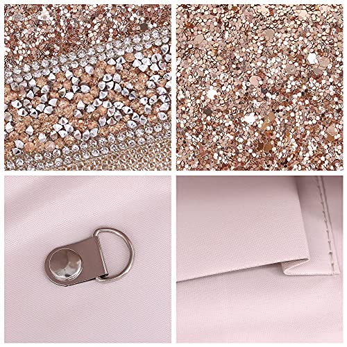 Naimo Flap Dazzling Clutch Bag Evening Bag With Detachable Chain (Champagne)