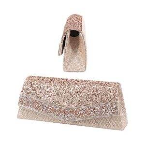 Naimo Flap Dazzling Clutch Bag Evening Bag With Detachable Chain (Champagne)