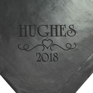 custom catch housewarming gift idea for new home – personalized throw blanket present decorated with scroll and family name