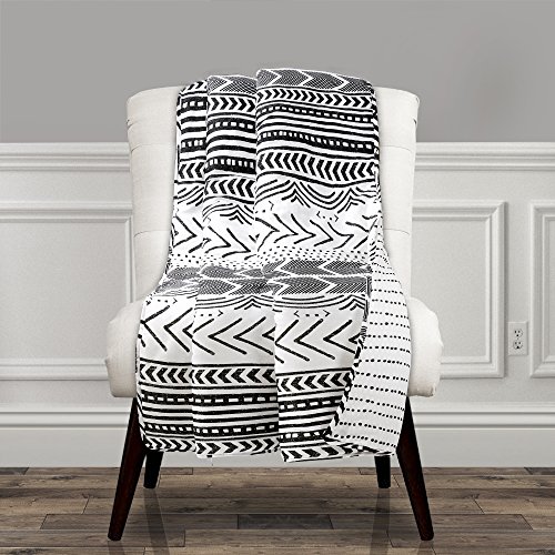 Lush Decor, Black & White Hygge Geo Throw, 60" x 50"