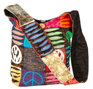 hobo colorful shoulder bag women sling slouch hippie boho (om-peace)