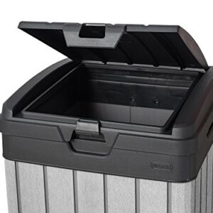 Keter Rockford Resin 38 Gallon Trash Can with Lid and Drip Tray for Easy Cleaning-Perfect for Patios, Kitchens, and Outdoor Entertaining, Grey